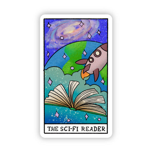 The Sci-Fi Reader Book Tarot Card Sticker
