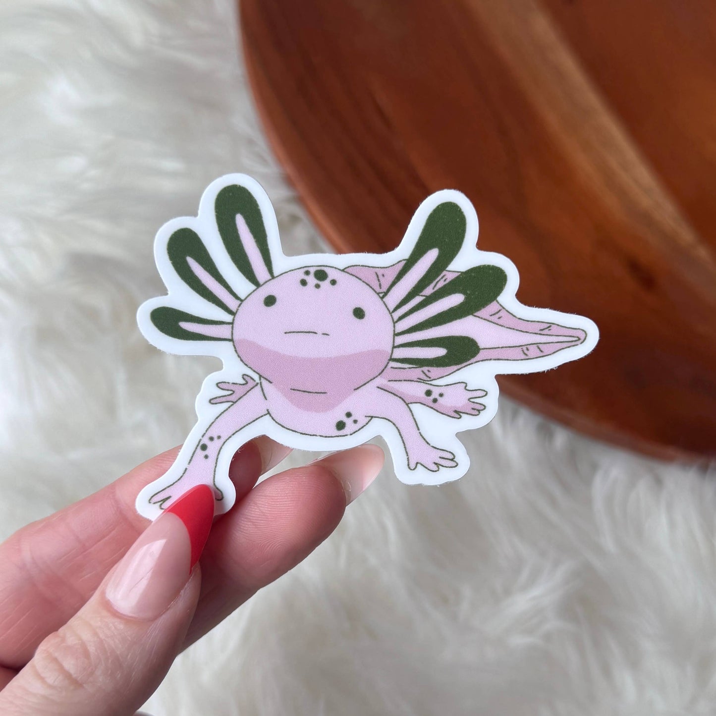 Pink And Green Axolotl Sticker