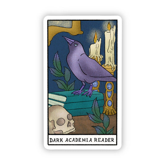 Dark Academia Reader Book Tarot Card Sticker