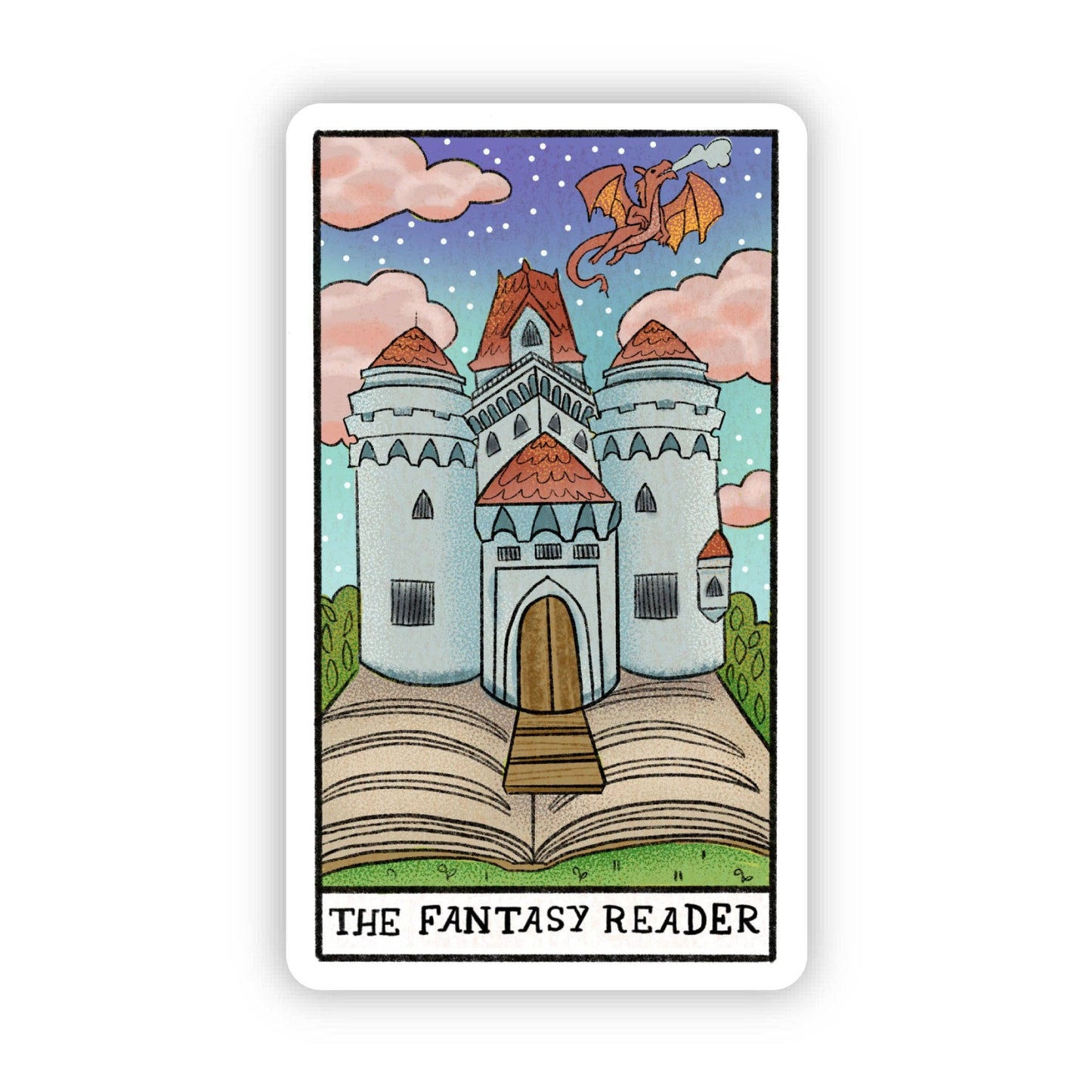The Fantasy Reader Book Tarot Card Sticker